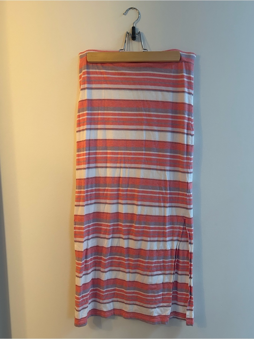 Old Navy Coral and White Striped Maxi Skirt